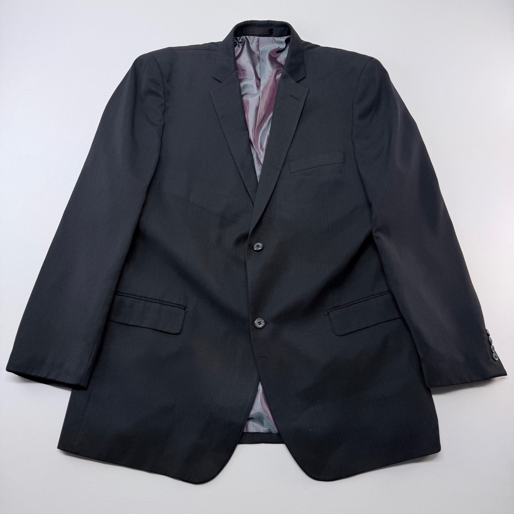Vitali Mens Charcoal Grey Wool Blend Two Button Suit Jacket Blazer 48L